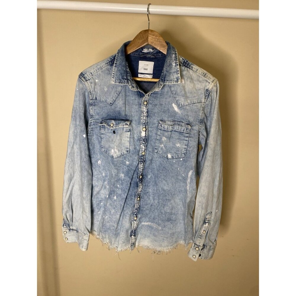 Zip Code 1992 Mens Denim Shirt Size Large Long Sleeve